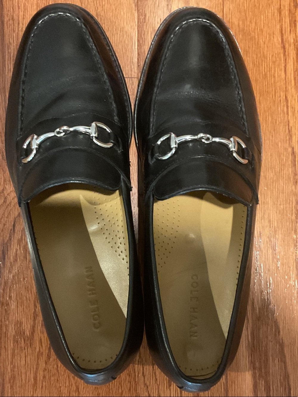 Cole Haan Black Leather Bit-Detail Slip-On Loafers